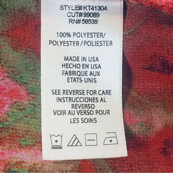 KUT from the Kloth XL sheer sleeveless blouse made USA red/green floral - Picture 7 of 8